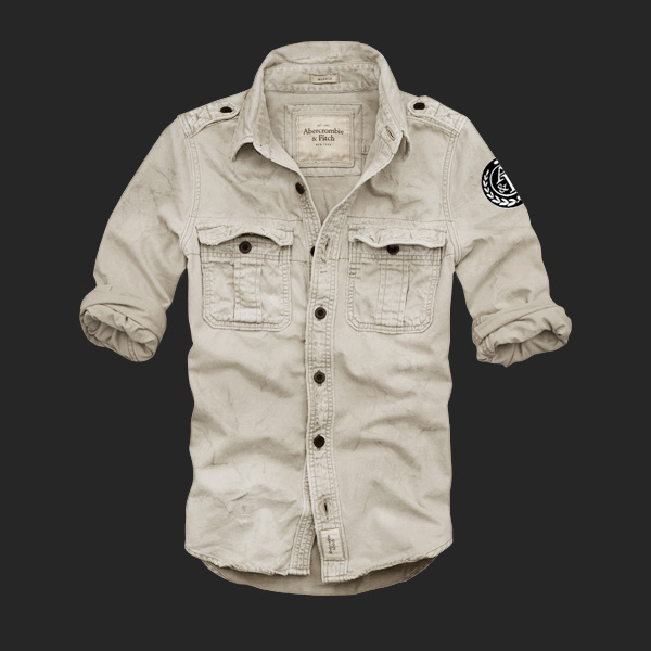 Abercrombie Fitch Hombres Lavado Algodón Camisa AF7040